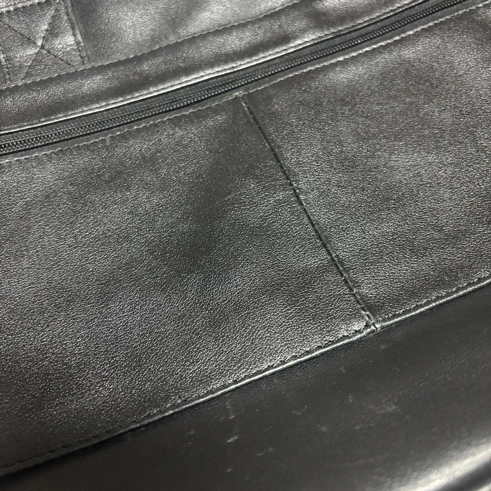 $499 Charles Tyrwhitt Grain Leather Messenger‎ Black Bag Solid Adjustable Strap